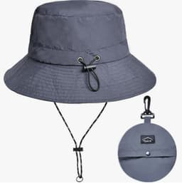 Bred Brättad Bucket Hat / Solhatt Grå