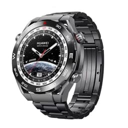 22 mm:n kupera kolmilinkkinen titaaninen kellon ranneke - musta