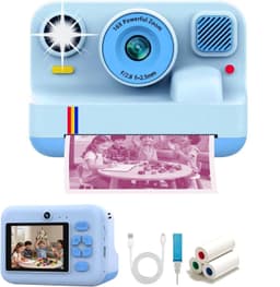 NÖRDIC 2,4"" HD Instant-kamera, Mini kamera med fotoutskrift/videoinspelning, kompatibel app, Blå