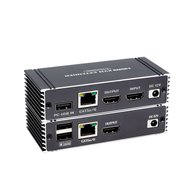 NÖRDIC 4K 60Hz 65 m HDMI KVM-förlängare med USB över Cat5e/Cat6 POC med loop-stöd för USB-tangentbord och mus till PC-dator