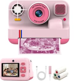 NÖRDIC 2,4"" HD Instant-kamera, Mini kamera med fotoutskrift/videoinspelning, kompatibel app, Rosa