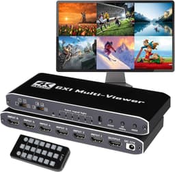 NÖRDIC HDMI Multi-Viewer 6 in 1 Out Sømløs Switcher 1080P HDMI HUB-switch til flere indgange, splitter til flere skærme
