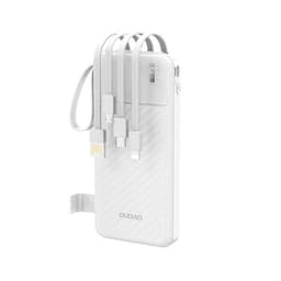 Dudao K11 10000mAh Powerbank sisäänrakennetuilla USB-kaapeleilla - Valkoinen