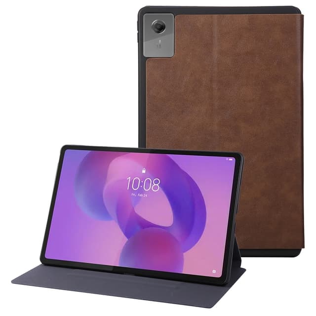 SKALO PU-Läder Fodral för Lenovo Idea Tab Plus - Brun