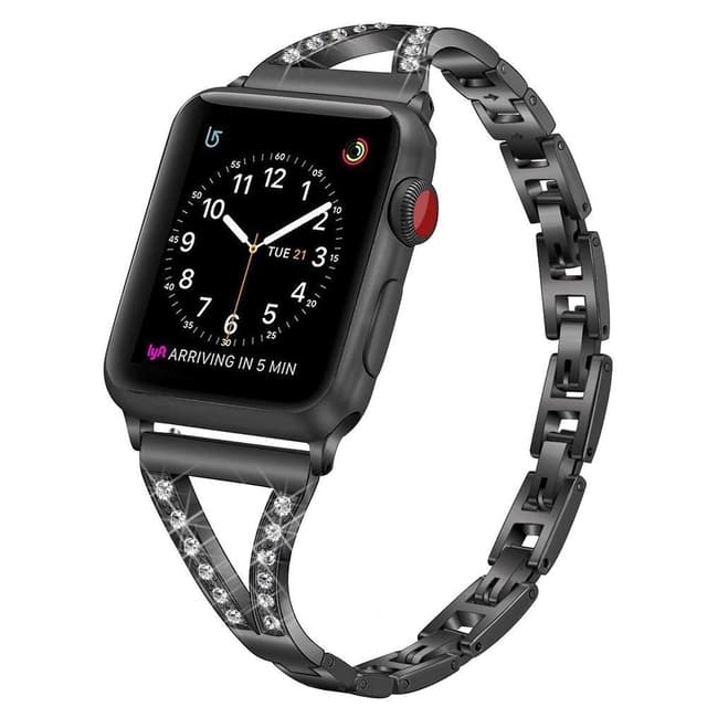 SKALO Smalt Metalarmbånd Bling Apple Watch Series 11 42mm - Sort