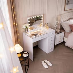 Sminkebord med Smart Speil - LED Lys  Hvit 92x55x81CM 6 Skuffer