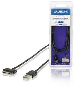 Valueline Sync og Ladekabel Apple Dock 30-Pin - USB A Han 2.00 m Sort