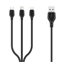 XO NB103, 3-i-1-kabel (2,1A) USB - Lightning + USB-C + microUSB, 1 m
