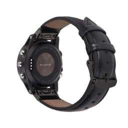 Aito nahkainen kellonhihna Garmin Fenix 7S / 6S / 5S -laitteille - pikairrostus Musta 26 mm