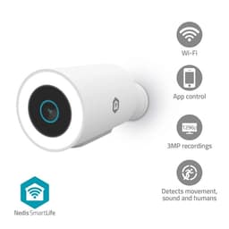 Nedis SmartLife Utendørs kamera | Søkelys | 3MP Full HD 1296p | IP65 | Cloud Storage (valgfritt) / microSD (ikke inkludert) / Onvif | 5 V DC | Bevegelsessensor | Nattsyn | Hvit