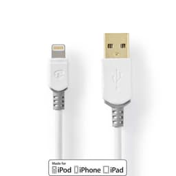 Nedis Lightning Kabel | USB 2.0 | Apple Lightning, 8-stifts | USB-A Hane | 480 Mbps | Guldplaterad | 1.00 m | Rund | PVC | Grå / Vit | Låda