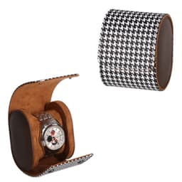 Houndstooth PU Kellon Säilytyslaatikko - Kannettava Matkakellokotelo