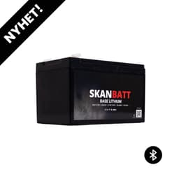 SKANBATT Base Lithium - 12V 12Ah 10A BMS - 151x98x96mm - Bluetooth - 3 Års garanti
