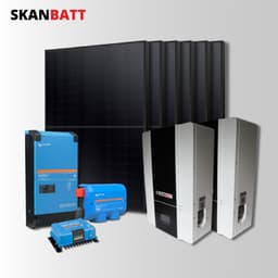 SKANBATT Kraftpakke - 48V / 12kWh Lithium m/ Heat / 5000VA inverter / 70A Lader / 2460W (6x410W) Rammepanel
