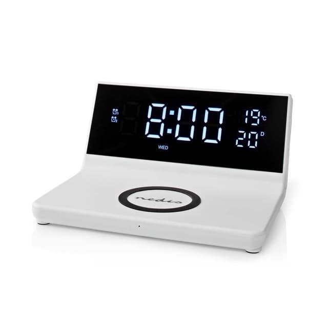 Nedis Trådlös laddare för Väckarklocka | Qi certifierad | 5 / 7.5 / 10 / 15 W | USB A-Hane | 2 Larmtider | Snooze-funktion