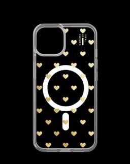 Clear Case MagSafe iPhone 13 / 14 / 15 / 16e / 17e Golden Hearts