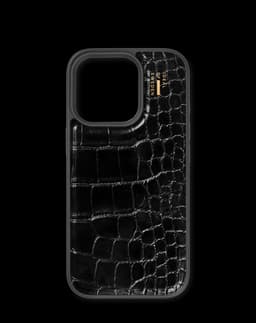 Vegan Leather Case MagSafe iPhone 16 Pro Black Croco