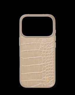 Vegan Leather Case MagSafe iPhone 17 Pro Max Warm Beige Croco