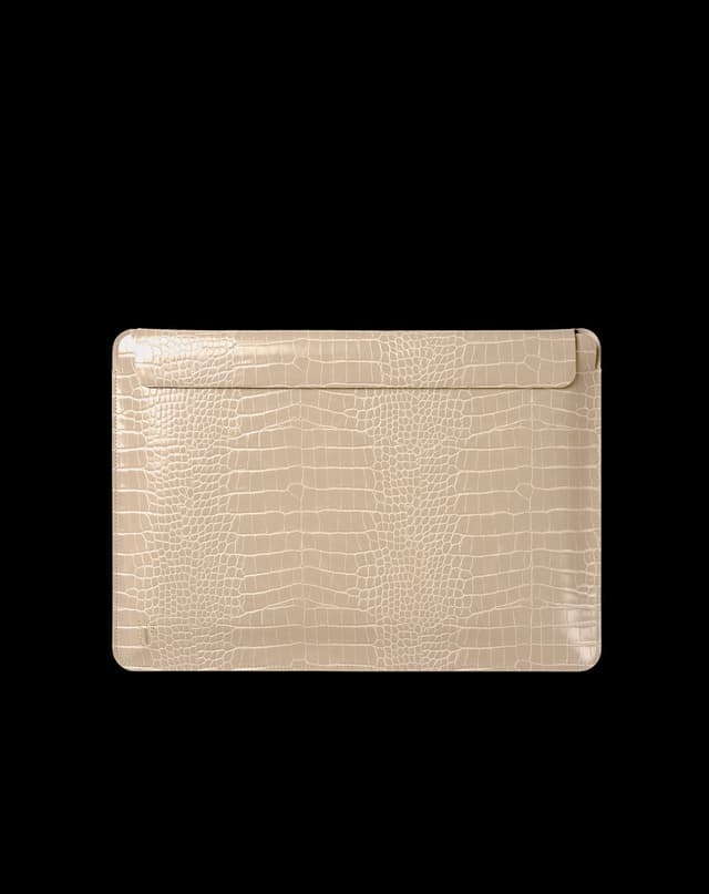 Slim Laptop Sleeve 16"" Warm Beige Croco