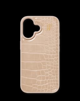 Vegan Leather Case MagSafe iPhone 16 Warm Beige Croco