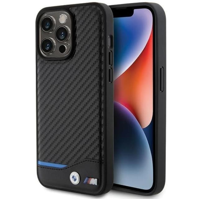 BMW Telefontaske til iPhone 15 Pro Max Læder Kulstof - Sort