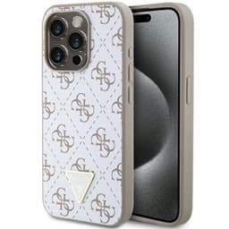 Guess iPhone 15 Pro Mobilskal Triangle Metall Logo - Vit