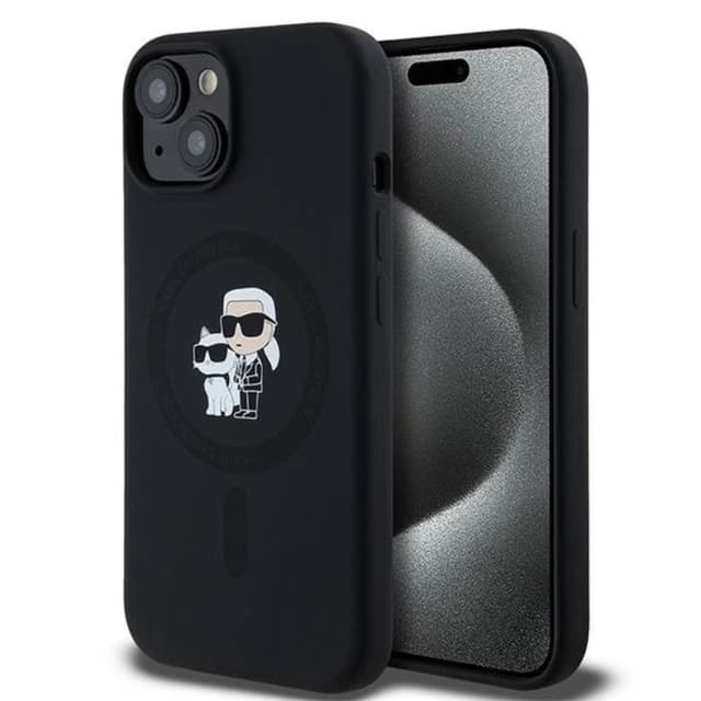 Karl Lagerfeld Telefontaske til iPhone 15/14 Plus Magsafe Silikone - Sort