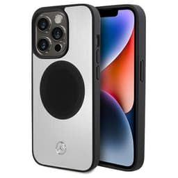 Mercedes Mobilskal till iPhone 15 Pro Max MagSafe Läder & Alu - Silver