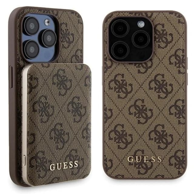 Guess Mobilskal till iPhone 15 Pro Med Powerbank 5000mAh Magsafe Metal Logo