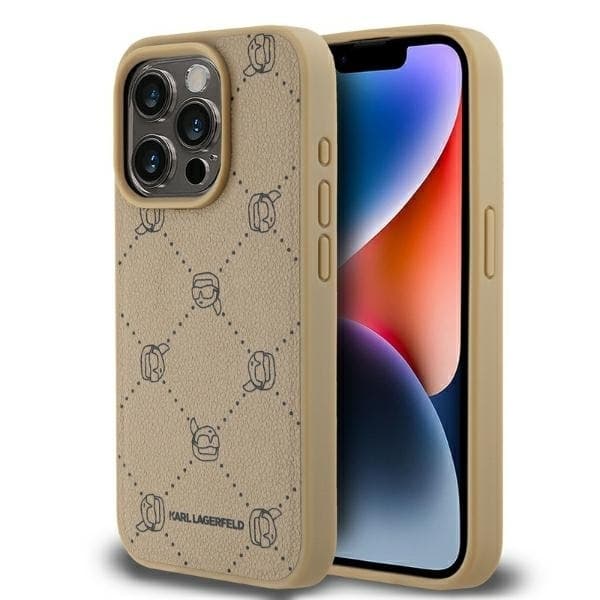 Karl Lagerfeld Mobilskal till iPhone 15 Pro MagSafe Karl Heads - Beige