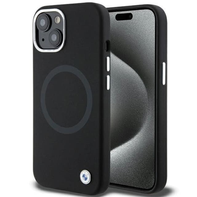 BMW telefontaske til iPhone 15 Magsafe Signature Flydende Silikone - Sort