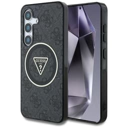 Guess Mobilskal till Galaxy S25 Ultra MagSafe 4G Glitter Triangle Buttons Svart
