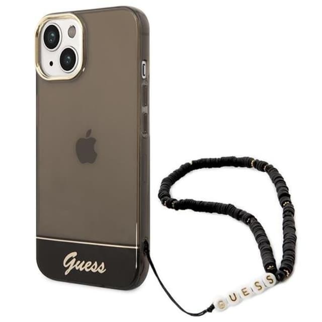 GUESS iPhone 14 Plus Skal Translucent Pearl Strap