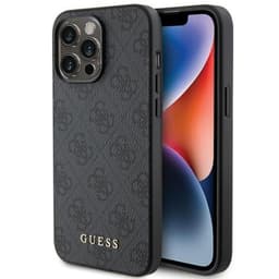 Guess Mobilskal till iPhone 15 Pro Max Metall Gold Logo - Grå