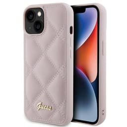 Guess Mobilskal till iPhone 15 Quilted Metal Logo - Rosa