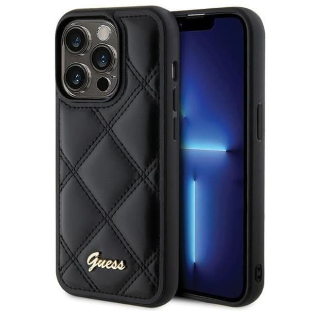 Guess Mobilskal till iPhone 15 Pro Max Quilted Metal Logo - Svart
