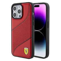 Ferrari Mobilskal till iPhone 15 Pro Perforated Waves Metal Logo - Röd