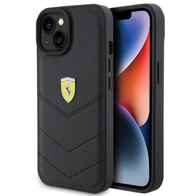 Ferrari Mobilskal till iPhone 15 Quilted Metal Logo
