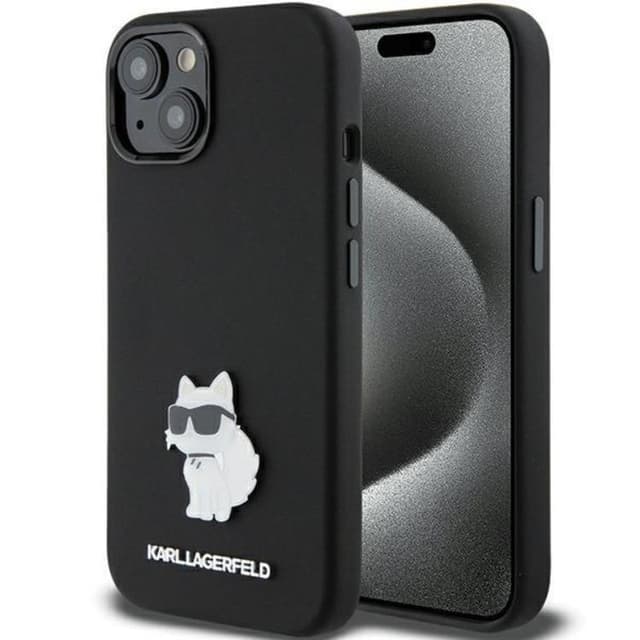 KARL LAGERFELD Mobilskal till iPhone 15/14 Plus Silikon Metal Pin