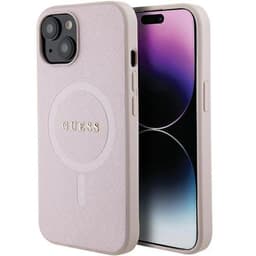 Guess Mobilskal till iPhone 15 Plus Magsafe Saffiano - Rosa