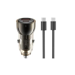 XO Billaddare USB/USB-C 60W med USB-C/USB-C Kabel - Svart