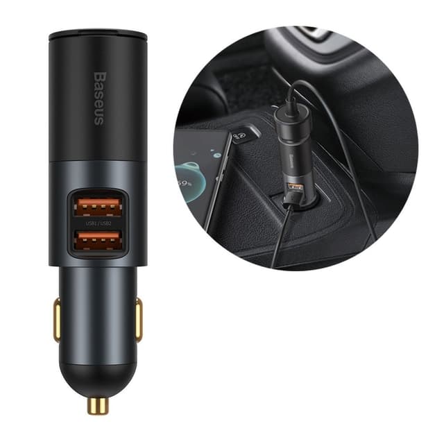 Baseus 2x USB-C Quick Charge Billaddare 120W - Grå