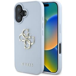 Guess Mobilskal till iPhone 16 Grained Big 4G Small Classic Logo - Blå
