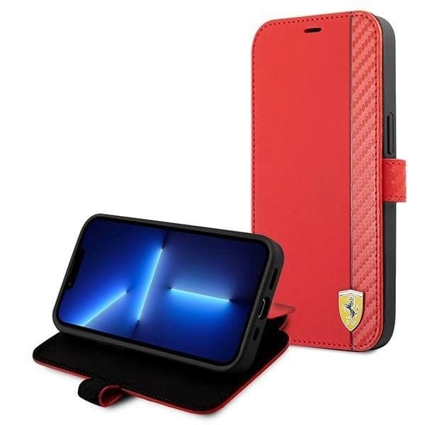 Ferrari On Track Carbon Stripe Taske til iPhone 13 Mini - Rød