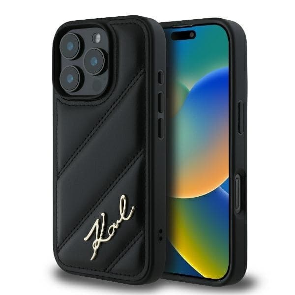 Karl Lagerfeld Mobilskal till iPhone 16 Pro Max Quilted Signature - Svart