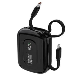 Dudao Powerbank 22,5 W 10000 mAh med innebygd USB-C og lynkabel - Svart