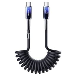 Joyroom Crystal-Clear USB-C-kabel Spiral 60W 1,5m - Svart