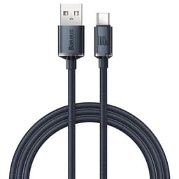 Baseus Crystal USB-C till USB-A kabel 100W 1.2m - Svart