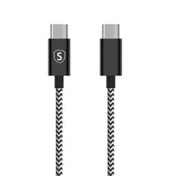 SiGN Skin USB-C till USB-C kabel 2.1A 2m - Svart/Vit
