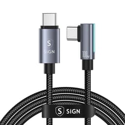 SiGN USB-C till USB-C Kabel 2m 100W Braided - Svart